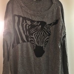 Gray Zara sweater with black zebra